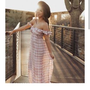 Tiare Hawaii Blush Tie-Dye Off-Shoulder Maxi Dress